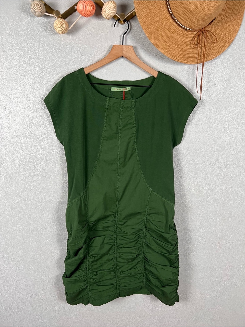Wearables Aviana Stretch Poplin Ruched Casual Mini Dress Size Large